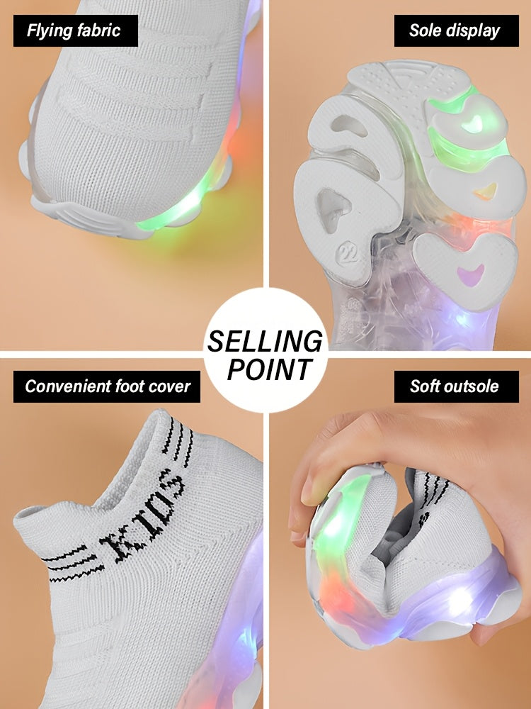 Adorable Light-Up Sneakers for Kids - Slip-Resistant, Breathable Fabric Walking Shoes with Cute Patterns | Perfect for Toddlers & Infants