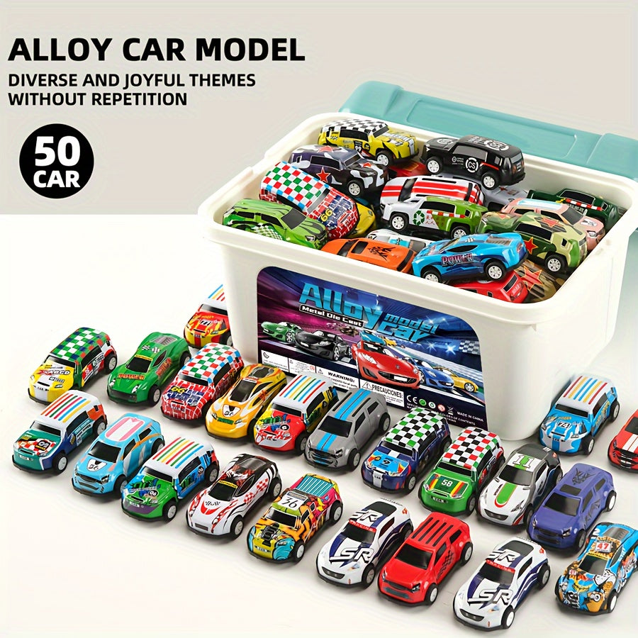 20/30/50pcs Metal Toy Car Set with Ramp Function and Storage Box - Assorted Colors, Ideal Gift for Boys and Girls Ages 3+, Perfect for Birthday, Christmas, Halloween, Thanksgiving