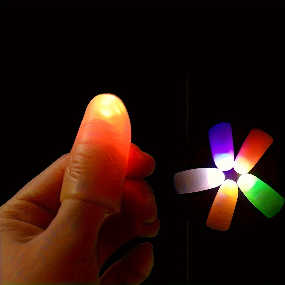 2pcs Magic Glow Finger Lights - Colorful Thumb Toys for Nighttime Stage Performances & Novelty Gags