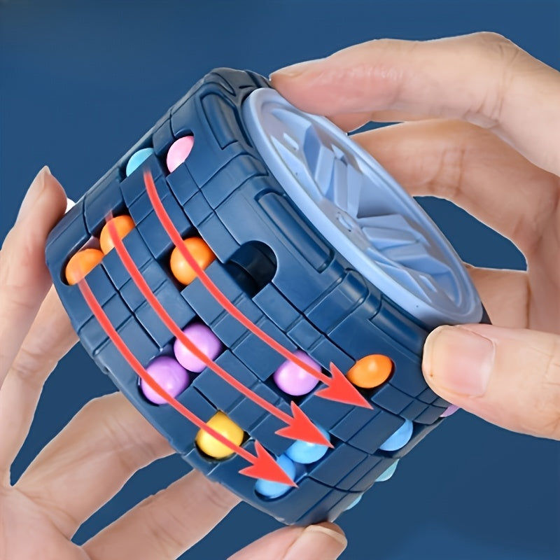 Magic Bean 3D Puzzle Cube - Brain-Boosting Gyro Spinner Toy for Youngsters, Educational Youngsters Game in Red/Blue/Black - Ideal Gift for Halloween, Christmas & Thanksgiving