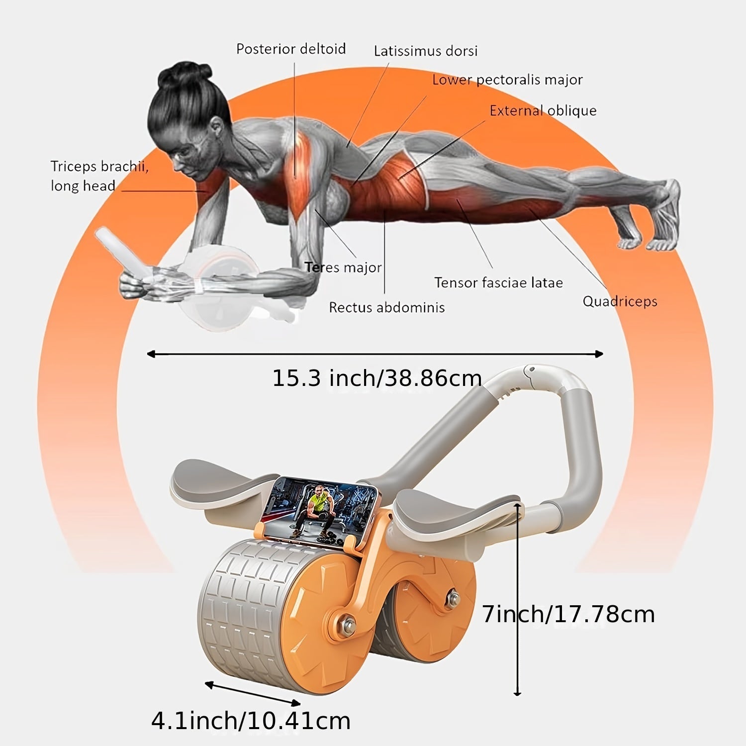 [Popular Choice] Smart Timer Ab Roller with Elbow Pads - Automatic Rebound, Durable & Comfort Grip for Core Strength Training, Home Workouts