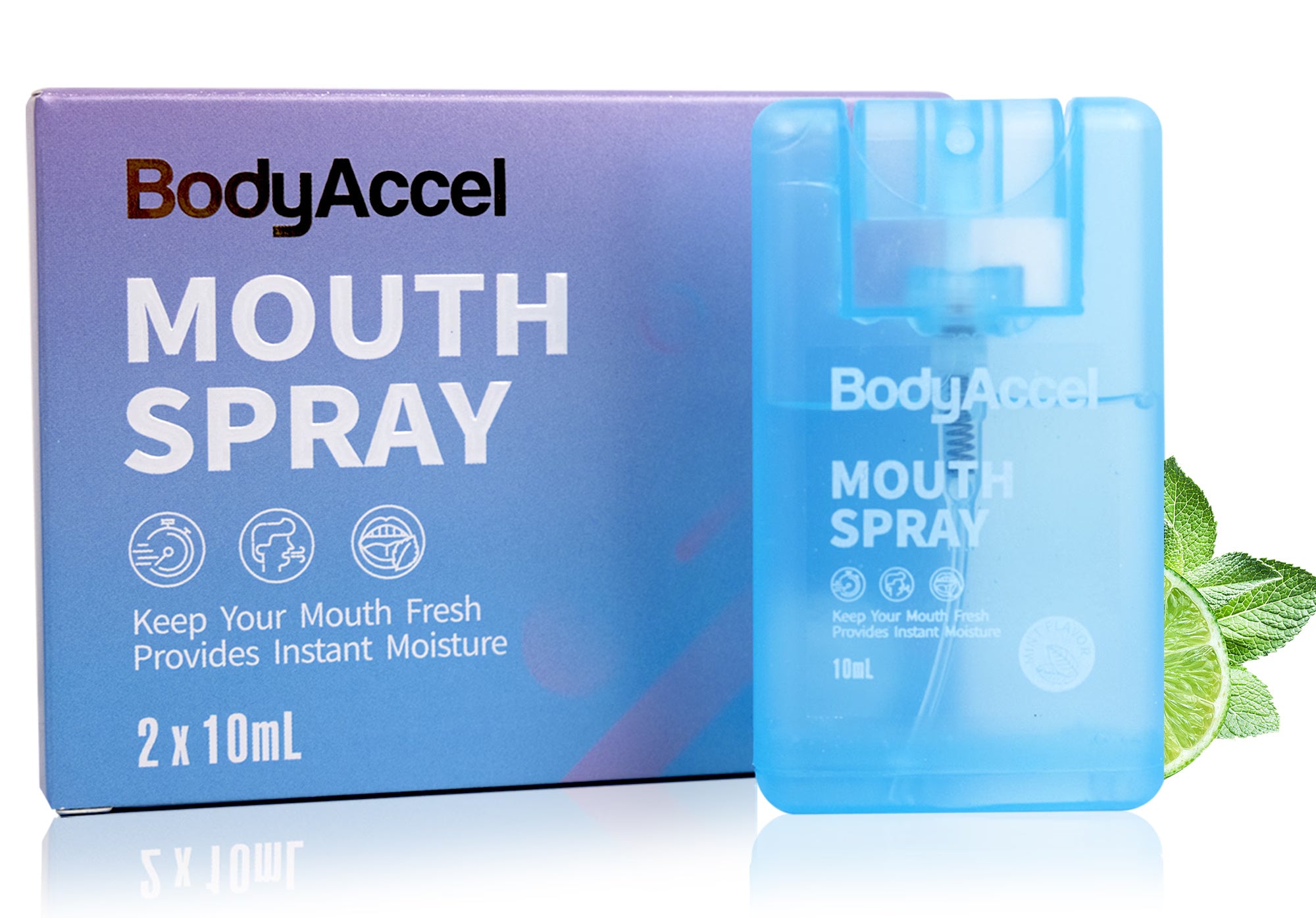 BodyAccel Mouth Spray Ora Care Mist For Breath, Non-Aerosol Sucrose-Free Bad Breath Refresher Spray