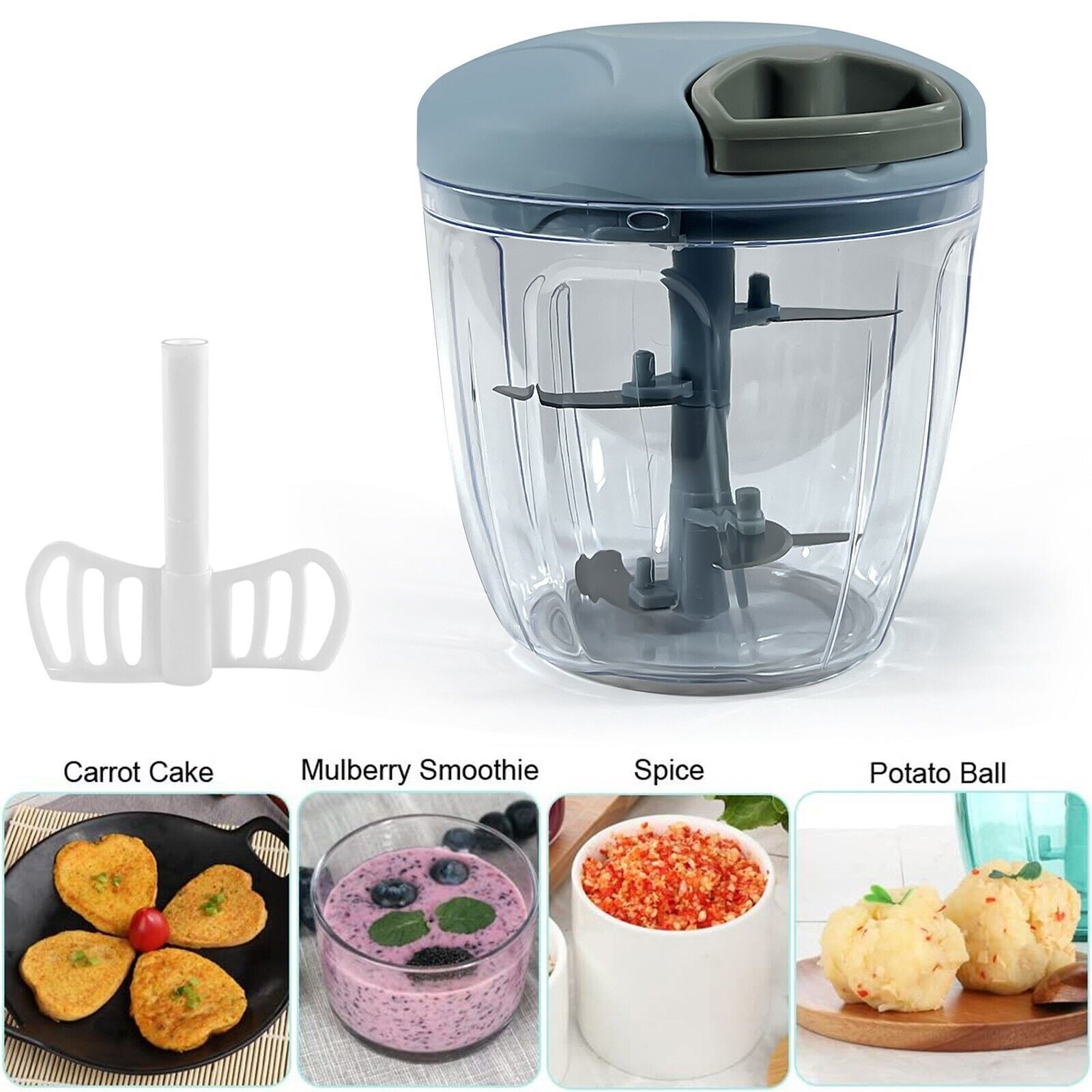 Manual Food Chopper Pull Cord Pulling Vegetable Slicer Hand Blender Kitchen