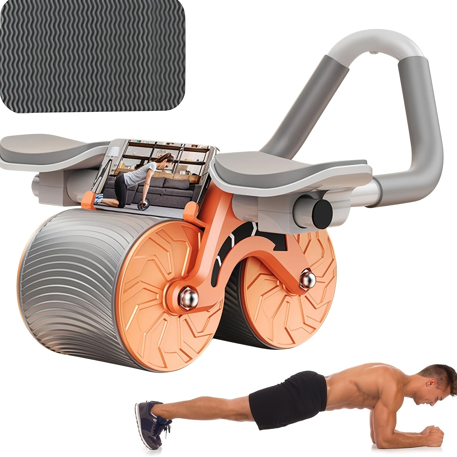 [Popular Choice] Smart Timer Ab Roller with Elbow Pads - Automatic Rebound, Durable & Comfort Grip for Core Strength Training, Home Workouts