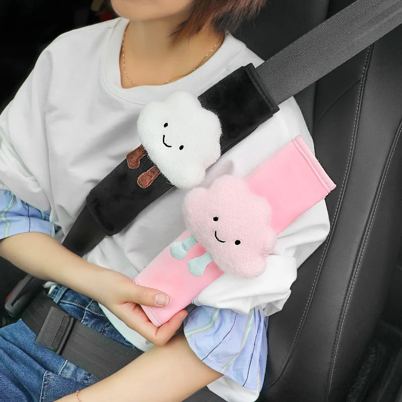 1pc Cute Cartoon Car Safety Seat Belt Cover Warm Plush Styling Bear Cloud Strap Belt Shoulder Pads For Children Baby Women