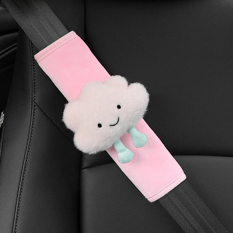 1pc Cute Cartoon Car Safety Seat Belt Cover Warm Plush Styling Bear Cloud Strap Belt Shoulder Pads For Children Baby Women