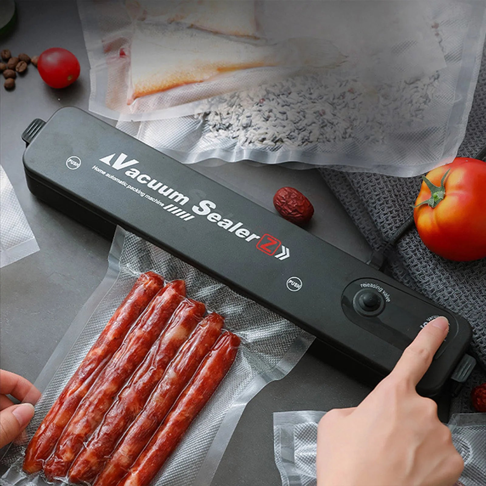 Vacuum Food Sealer Automatic Commercial Household Food Vacuum Sealer Packaging Machine Include 10Pcs Saver Bags