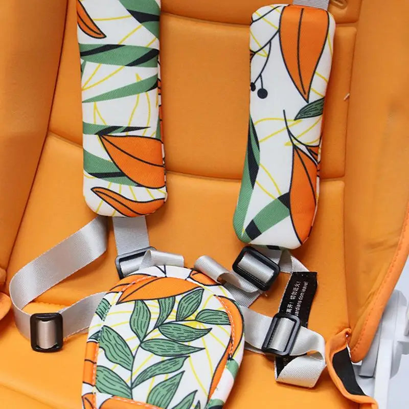 Car Seat Strap Covers For Kids Shoulder Pads Safety Belt Kids Seat Belt Cover Cute Strap Pads With Crotch Pad Anti-Slip Seat