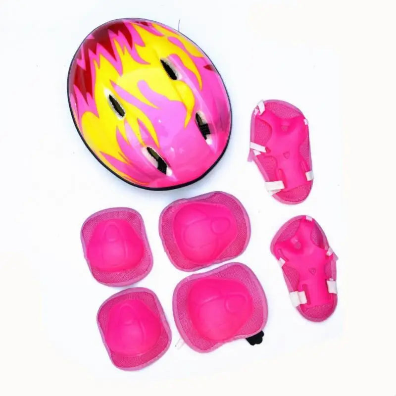 7PCS Kid Protective Gear Ice Skating Roller Knee Protector Guard Sport Safety Set Knee Wrist Guard Elbow Pads Bicycle Skateboard