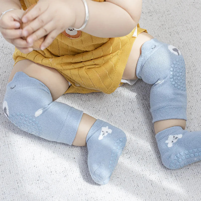 Baby Knee Pads Sock Set Anti Slip Socks infantil Kneecap Kid Crawling Safety Floor Socks Knee Protector Kneepad Leg Warmer Girls