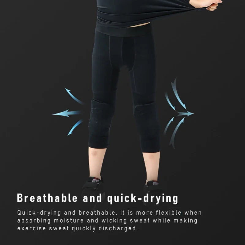 Children Kids Goalkeeper Soccer Training Pants Knee Pad Slim Skinny Football Shorts Knee Pads Shin Guard Sports Safety Trousers