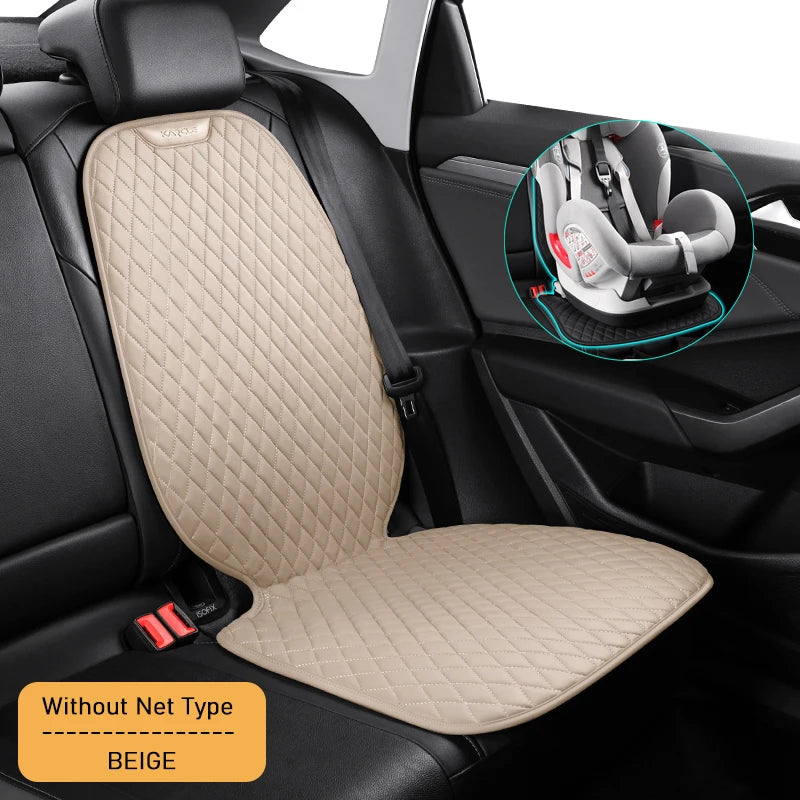 Car Seat Cover Safety Protector Pad for Kids Baby Girls Back Seat Cushion PU Leather Protective Mat With Storage Net Accessories