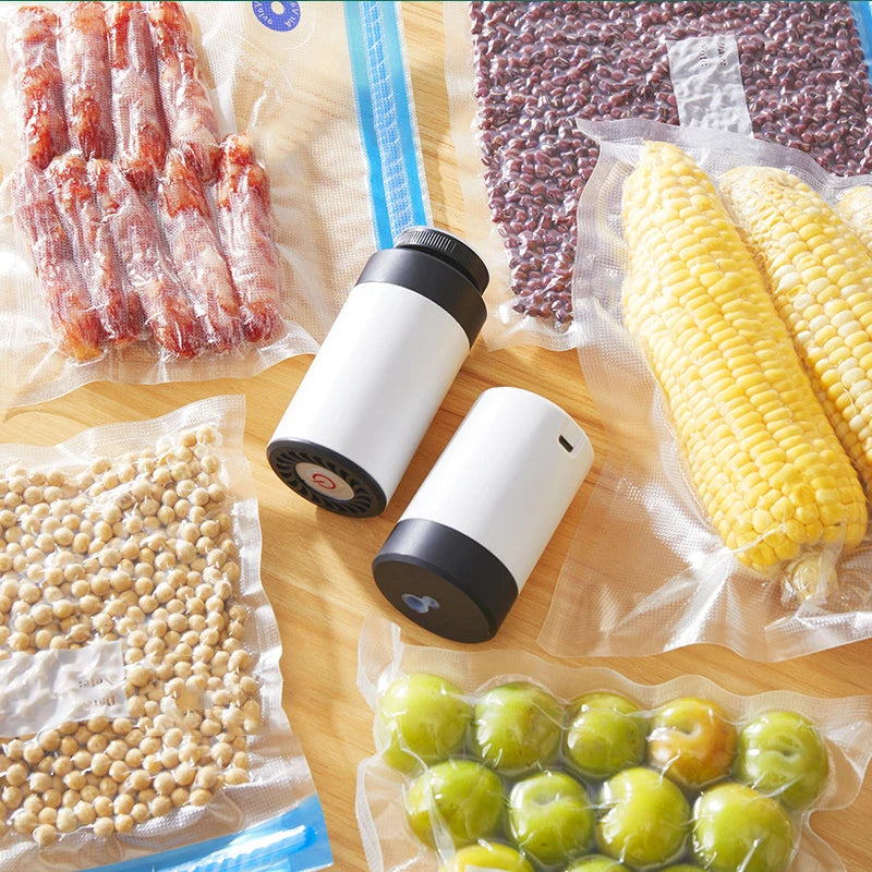 Handheld Food Vacuum Pump Electric Vacuum Sealer Reusable Vacuum Fresh-Keeping Food Storage Bags Portable Charging Kitchen Tools