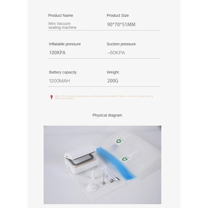 Vacuum Sealing Machine Food Vacuum Sealer Set Kit Automatic Commercial Household Sealer Machine Set Kit With 4 Vacuum Bags