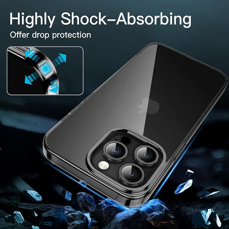 Transparent black silicone soft TPU case for iPhone 16 15 Pro Max carcasa ultra thin case for iPhone 14 13 12 mini 11 pro Max