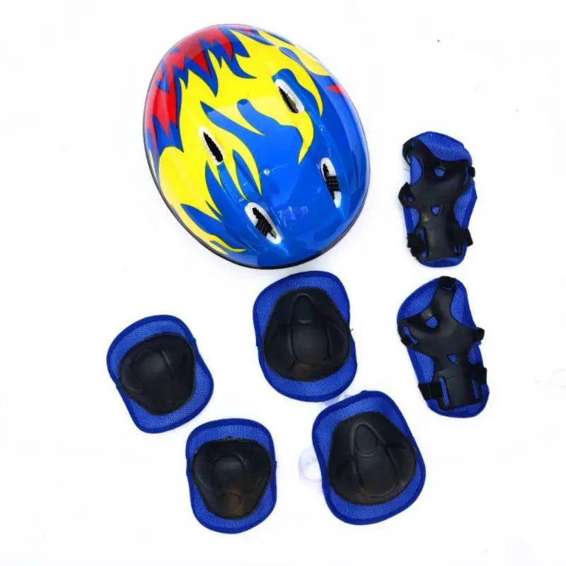 7PCS Kid Protective Gear Ice Skating Roller Knee Protector Guard Sport Safety Set Knee Wrist Guard Elbow Pads Bicycle Skateboard