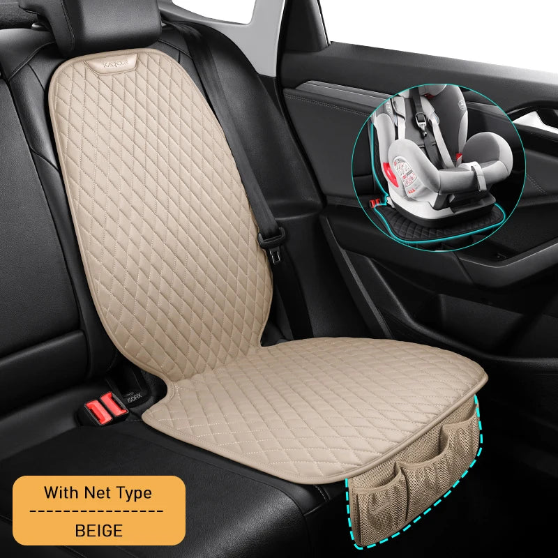 Car Seat Cover Safety Protector Pad for Kids Baby Girls Back Seat Cushion PU Leather Protective Mat With Storage Net Accessories