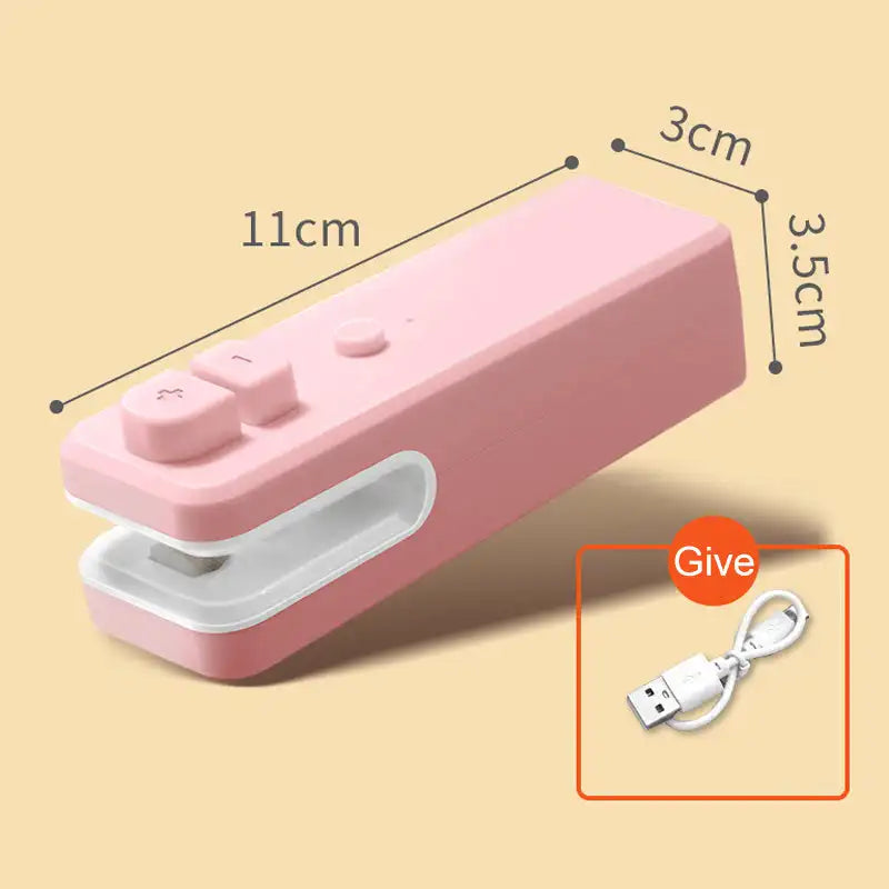 2 In 1 Mini Heat Sealer Portable Handheld Sealing Vacuum Machine USB Charging Food Snack Plastic Storage Bag Sealer Packing Bag
