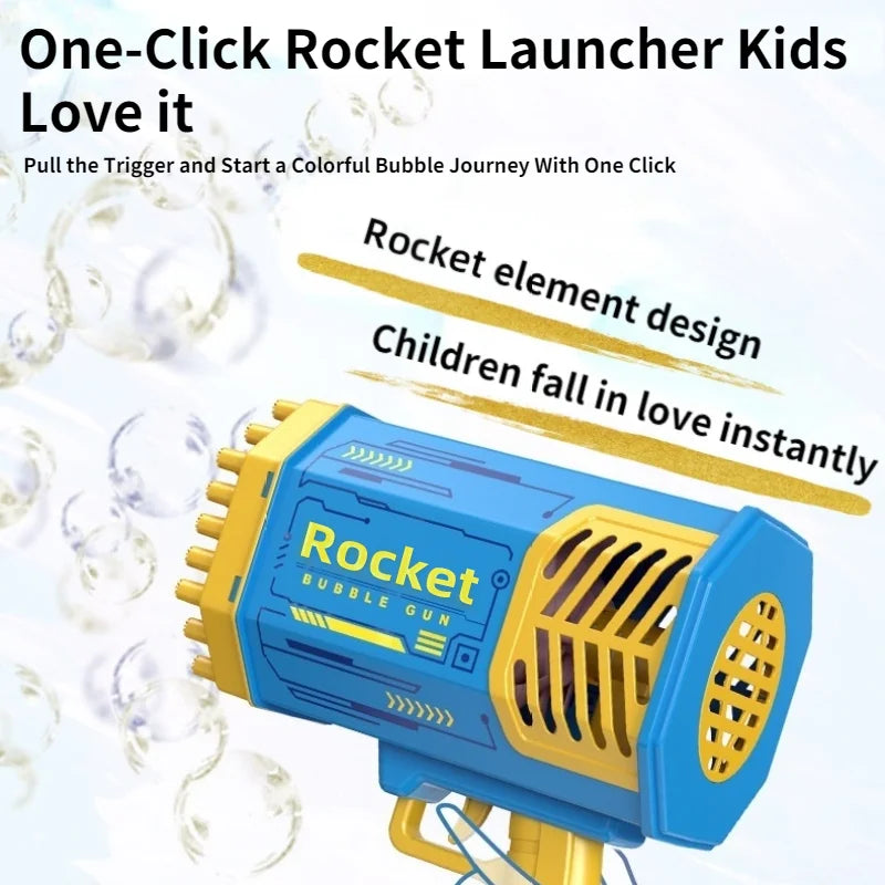 Bubble Gun LED Light Electric Rocket Bubbles Machine Automatic Magic Soap Children Outdoor Toys Wedding Party Kids Pompero Toys