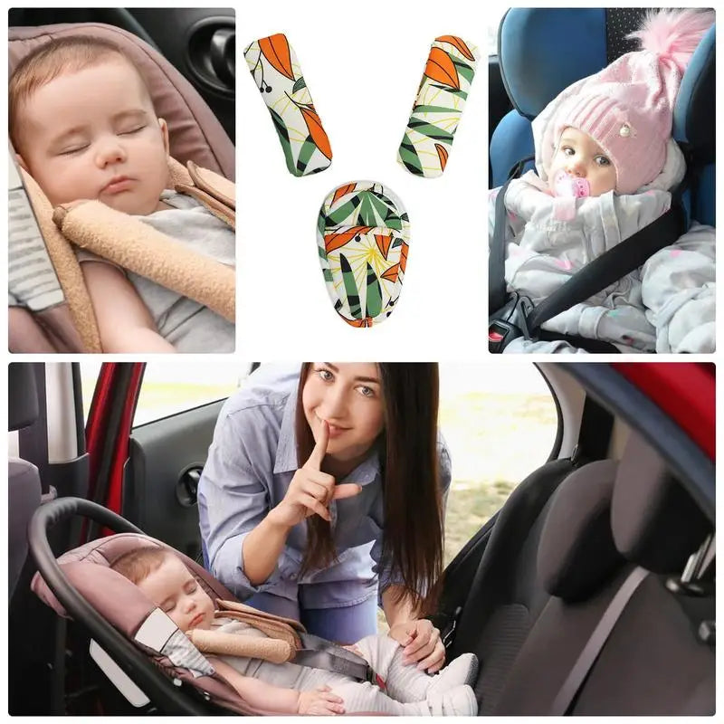 Car Seat Strap Covers For Kids Shoulder Pads Safety Belt Kids Seat Belt Cover Cute Strap Pads With Crotch Pad Anti-Slip Seat
