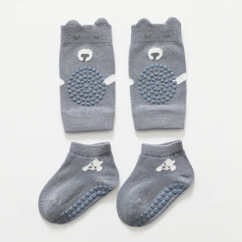 Baby Knee Pads Sock Set Anti Slip Socks infantil Kneecap Kid Crawling Safety Floor Socks Knee Protector Kneepad Leg Warmer Girls