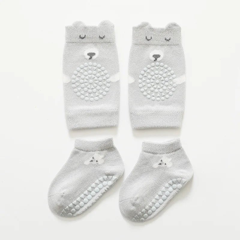 Baby Knee Pads Sock Set Anti Slip Socks infantil Kneecap Kid Crawling Safety Floor Socks Knee Protector Kneepad Leg Warmer Girls