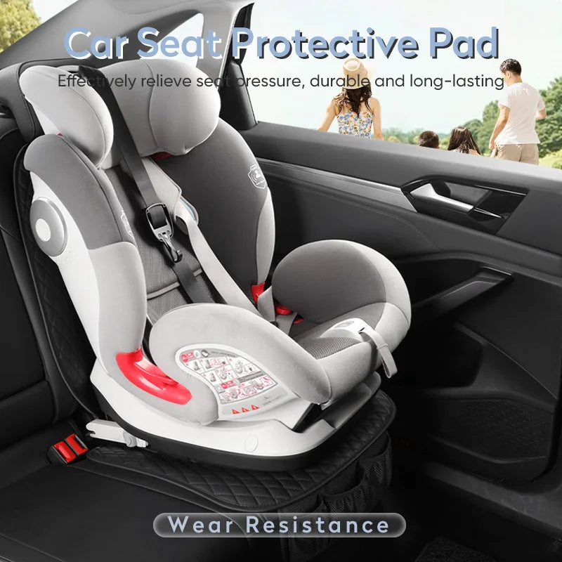 Car Seat Cover Safety Protector Pad for Kids Baby Girls Back Seat Cushion PU Leather Protective Mat With Storage Net Accessories