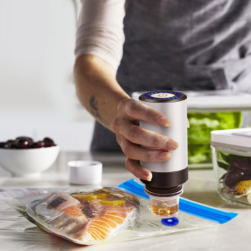 Handheld Food Vacuum Pump Electric Vacuum Sealer Reusable Vacuum Fresh-Keeping Food Storage Bags Portable Charging Kitchen Tools