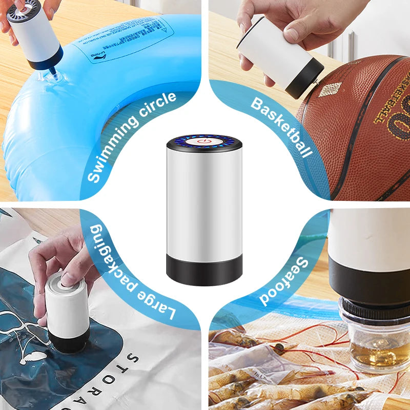 Handheld Food Vacuum Pump Electric Vacuum Sealer Reusable Vacuum Fresh-Keeping Food Storage Bags Portable Charging Kitchen Tools