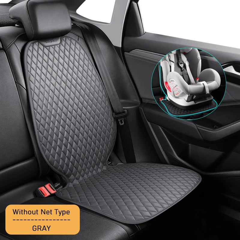 Car Seat Cover Safety Protector Pad for Kids Baby Girls Back Seat Cushion PU Leather Protective Mat With Storage Net Accessories