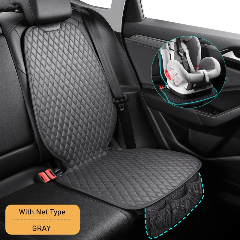 Car Seat Cover Safety Protector Pad for Kids Baby Girls Back Seat Cushion PU Leather Protective Mat With Storage Net Accessories