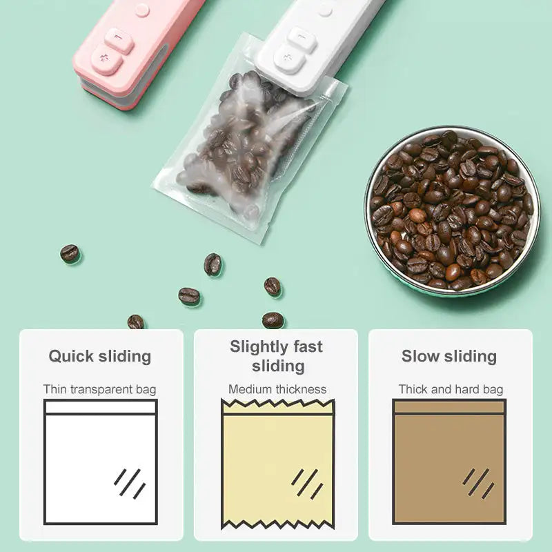 2 In 1 Mini Heat Sealer Portable Handheld Sealing Vacuum Machine USB Charging Food Snack Plastic Storage Bag Sealer Packing Bag