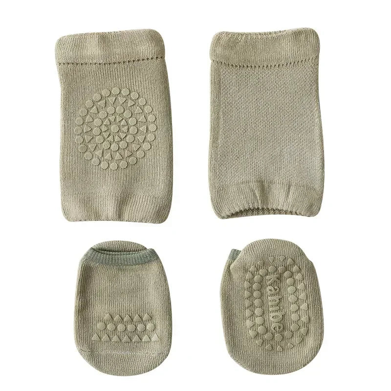 Baby Knee Pads Socks Set Solid Color Anti Slip Socks Kneepad Kid Crawling Safety Floor Socks Knee Protector for Girls Boys
