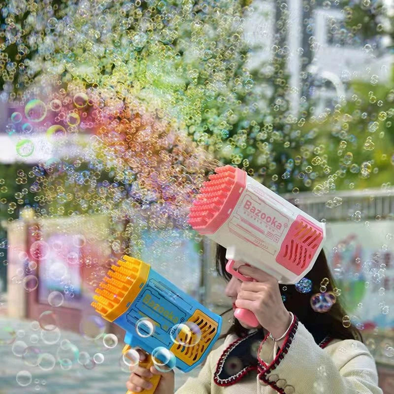 Bubble Gun LED Light Electric Rocket Bubbles Machine Automatic Magic Soap Children Outdoor Toys Wedding Party Kids Pompero Toys