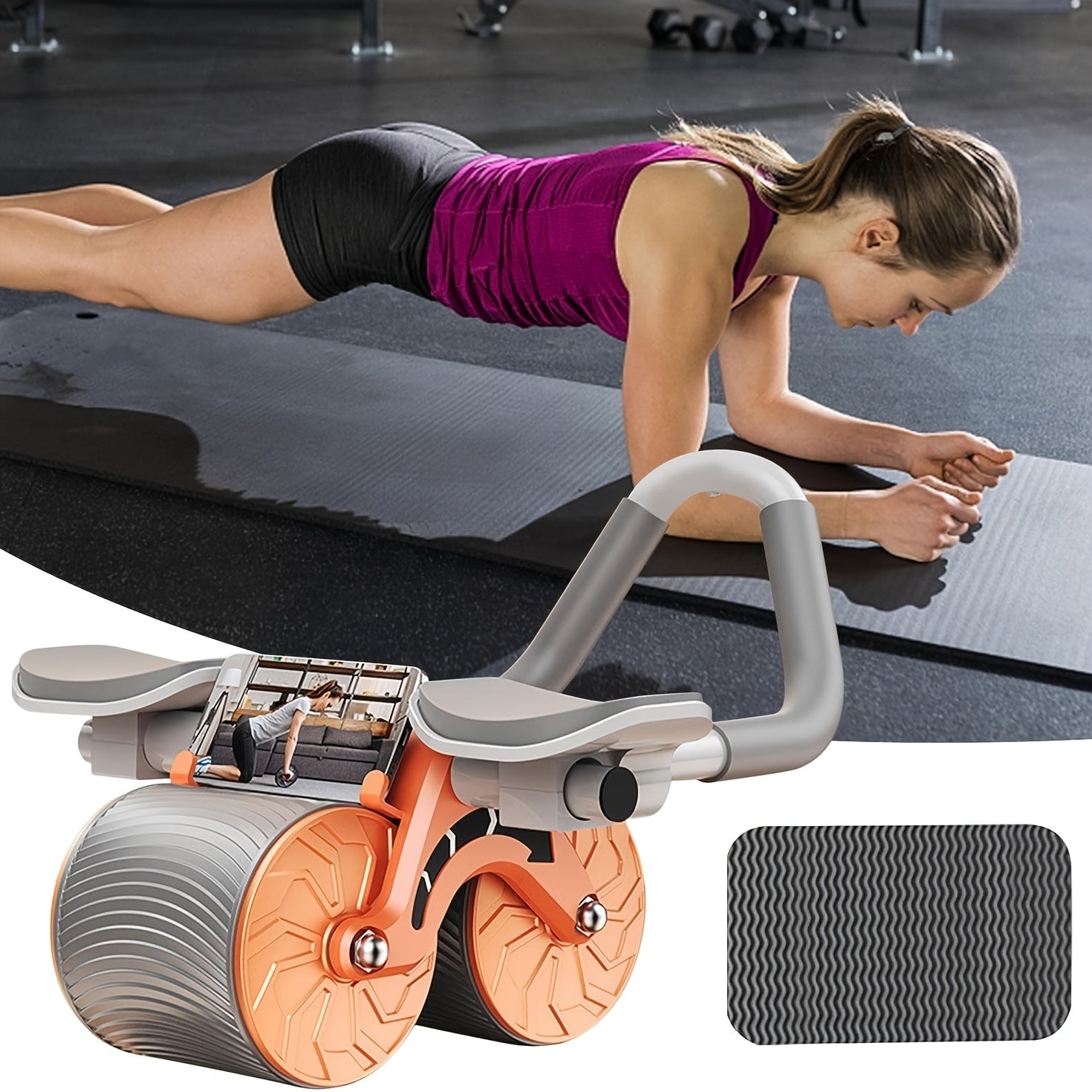 [Popular Choice] Smart Timer Ab Roller with Elbow Pads - Automatic Rebound, Durable & Comfort Grip for Core Strength Training, Home Workouts