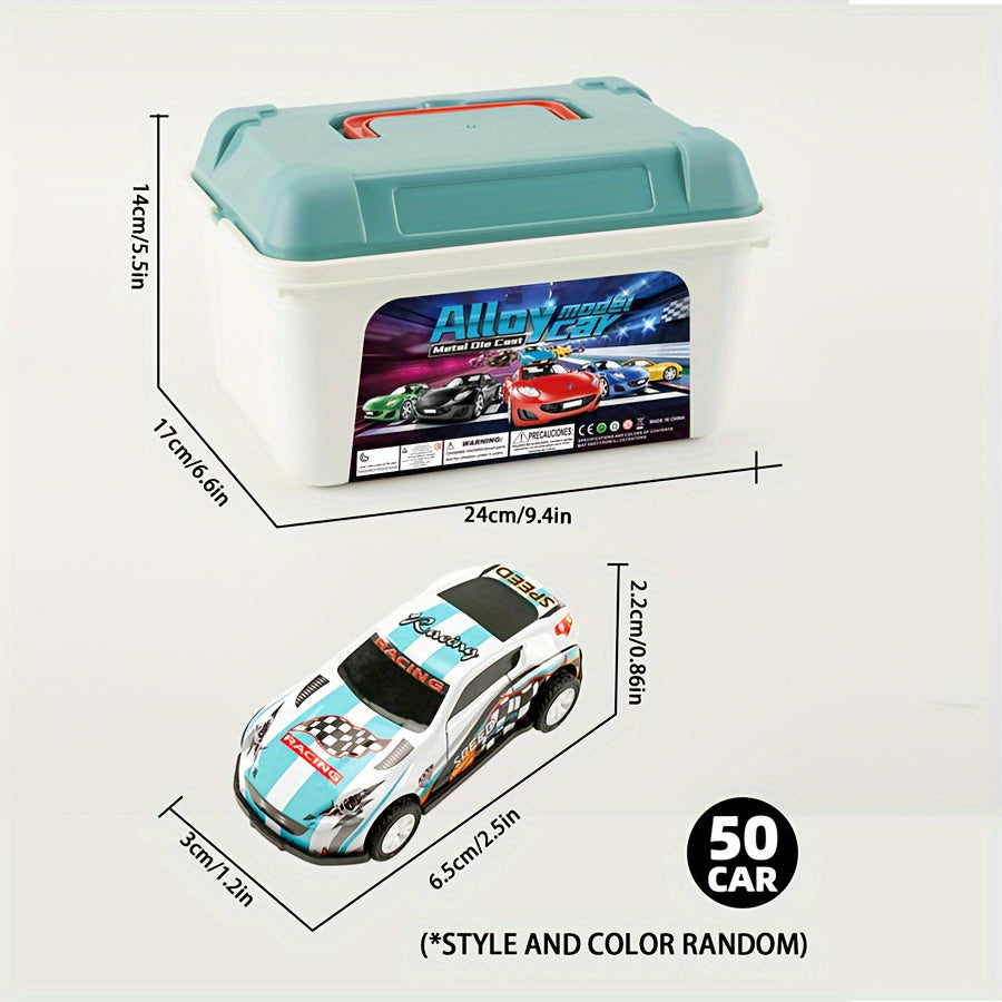 20/30/50pcs Metal Toy Car Set with Ramp Function and Storage Box - Assorted Colors, Ideal Gift for Boys and Girls Ages 3+, Perfect for Birthday, Christmas, Halloween, Thanksgiving