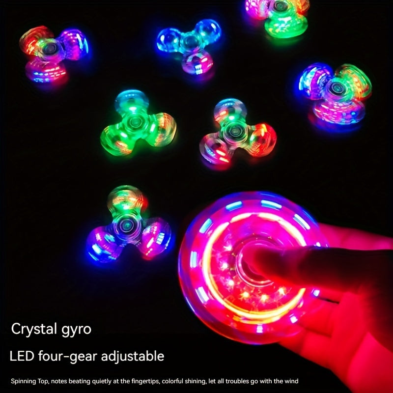 [Popular Choice] Multi-Color LED Crystal Fidget Spinner - Glow-in-the-Dark, 4-Gear Adjustable Relax Gyroscope with Durable PC Material, Quiet Operation for Youngsters and Adults, Fidget Spinners for Adults