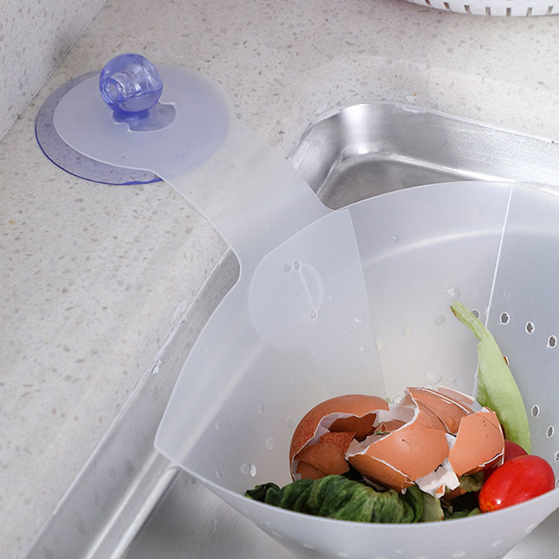 Funnel Drain Basket With Suction Cup Foldable Sink Filter For Kitchen Food Waste Drain Sorting Garbage Soup Separated Device